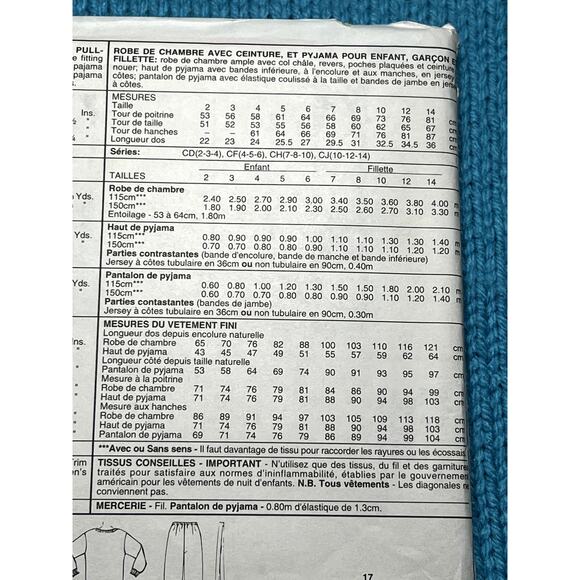 McCalls 7427 Sewing pattern Kids robe pajama top pant size 4 5 6 - Picture 5 of 6